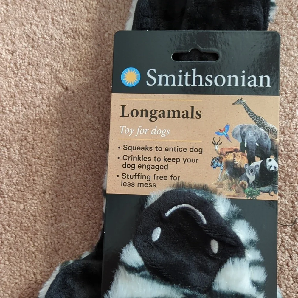 Smithsonian Black and White Longamals Dog Toy